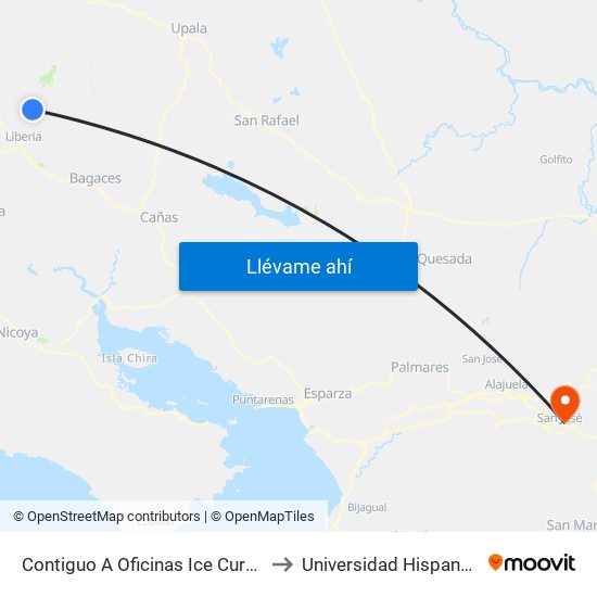 Contiguo A Oficinas Ice Curubandé, Liberia to Universidad Hispanoamericana map