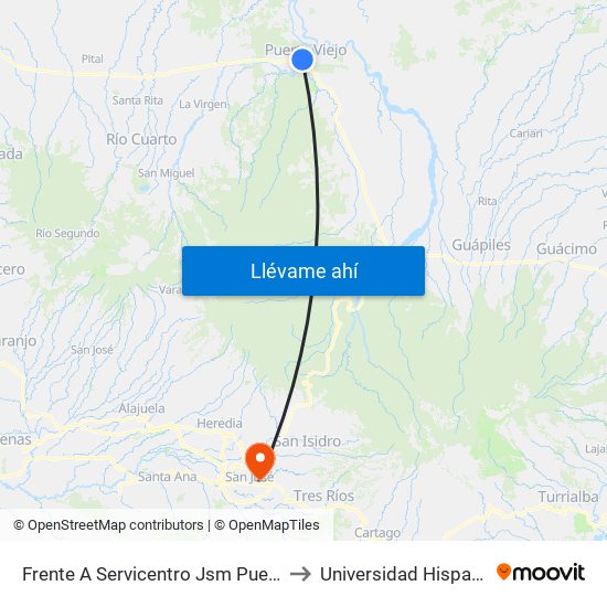 Frente A Servicentro Jsm Puerto Viejo, Sarapiquí to Universidad Hispanoamericana map