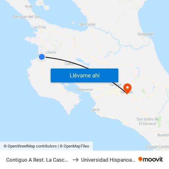 Contiguo A Rest. La Cascada, Liberia to Universidad Hispanoamericana map