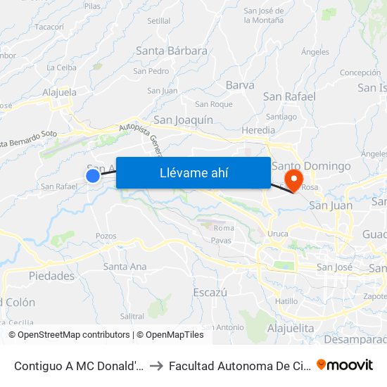 Contiguo A MC Donald's San Antonio, Belén to Facultad Autonoma De Ciencias Odontológicas map