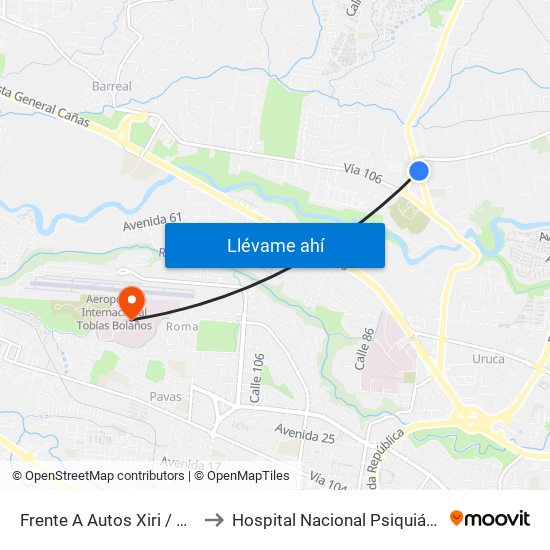 Frente A Autos Xiri / Antigua Peugeot, La Valencia Heredia to Hospital Nacional Psiquiátrico Pbro. Manuel Antonio Chapuí Y Torres map