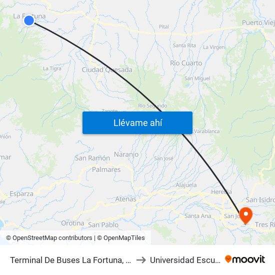 Terminal De Buses La Fortuna, Contiguo A Megasuper La Fortuna to Universidad Escuela Libre De Derecho map