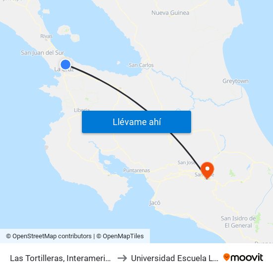 Las Tortilleras, Interamericana Norte La Cruz to Universidad Escuela Libre De Derecho map