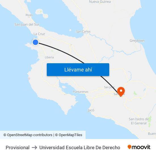 Provisional to Universidad Escuela Libre De Derecho map