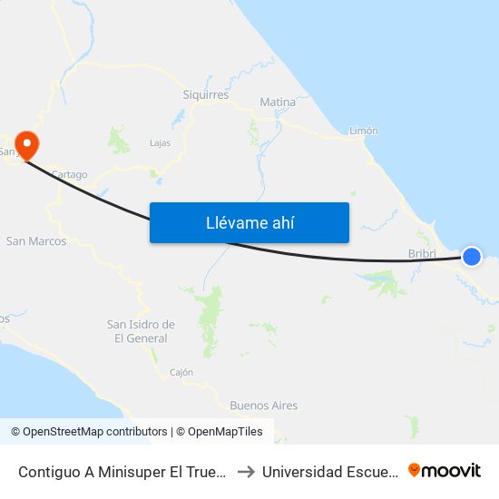 Contiguo A Minisuper El Trueke, Playa Chiquita Talamanca to Universidad Escuela Libre De Derecho map
