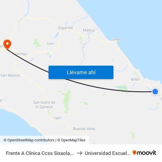 Frente A Clínica Ccss Sixaola, Corredor Caribe Talamanca to Universidad Escuela Libre De Derecho map