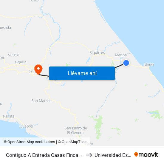 Contiguo A Entrada Casas Finca Venecia, Carretera José Joaquín Trejos Matina to Universidad Escuela Libre De Derecho map