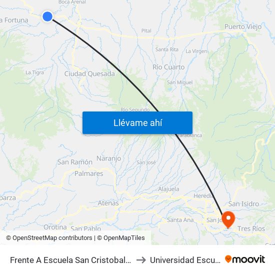 Frente A Escuela San Cristobal, Corredor Noratlántico San Carlos to Universidad Escuela Libre De Derecho map