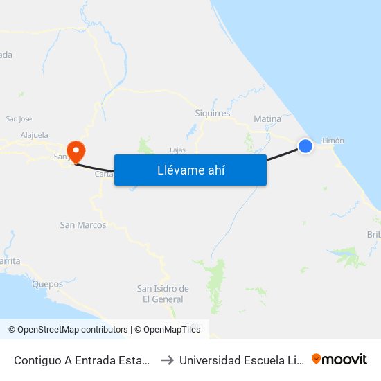 Contiguo A Entrada Estación Riteve Limón to Universidad Escuela Libre De Derecho map