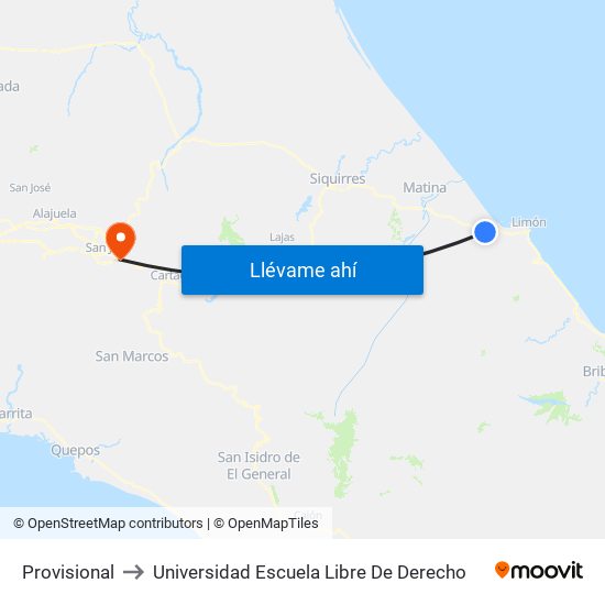 Provisional to Universidad Escuela Libre De Derecho map