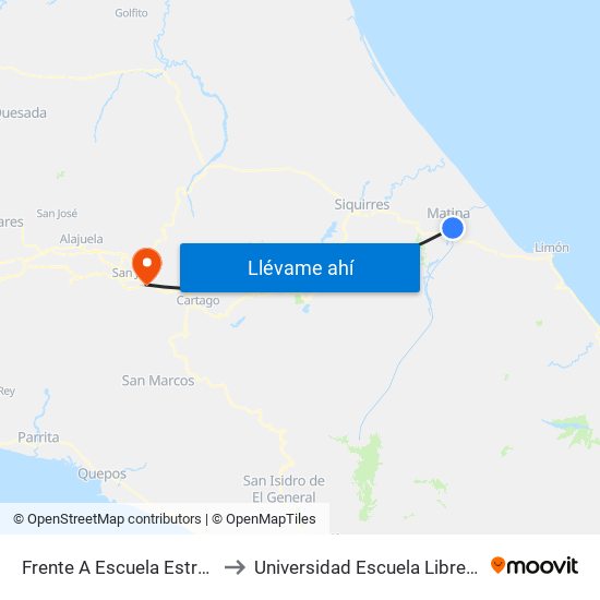 Frente A Escuela Estrada, Limón to Universidad Escuela Libre De Derecho map