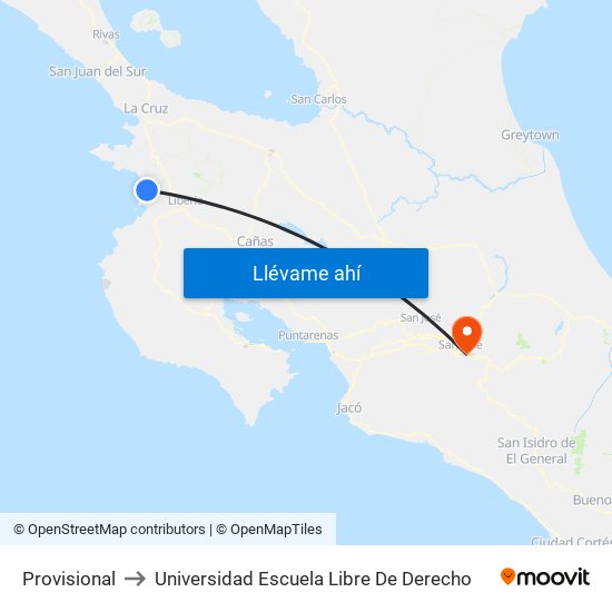 Provisional to Universidad Escuela Libre De Derecho map