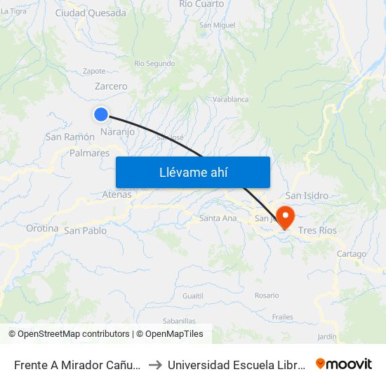 Frente A Mirador Cañuela, Naranjo to Universidad Escuela Libre De Derecho map