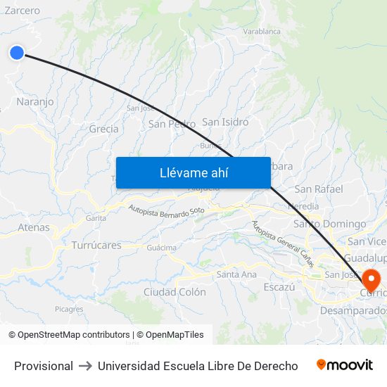 Provisional to Universidad Escuela Libre De Derecho map