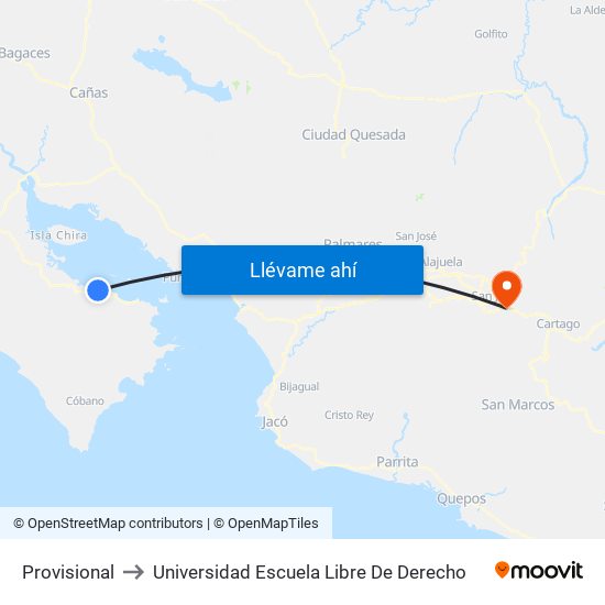 Provisional to Universidad Escuela Libre De Derecho map