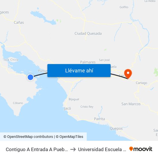 Contiguo A Entrada A Pueblo Nuevo, Puntarenas to Universidad Escuela Libre De Derecho map