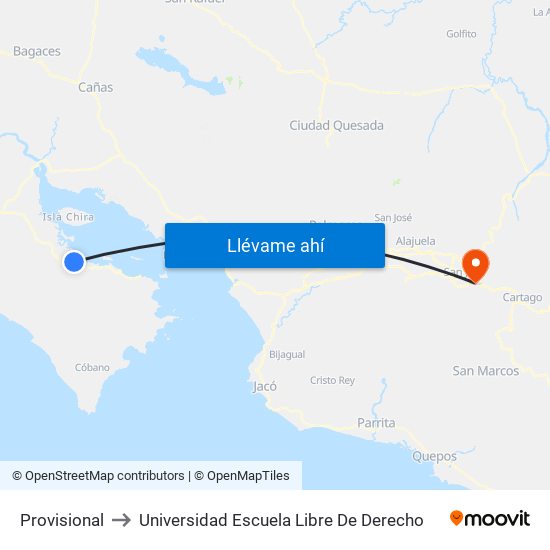 Provisional to Universidad Escuela Libre De Derecho map