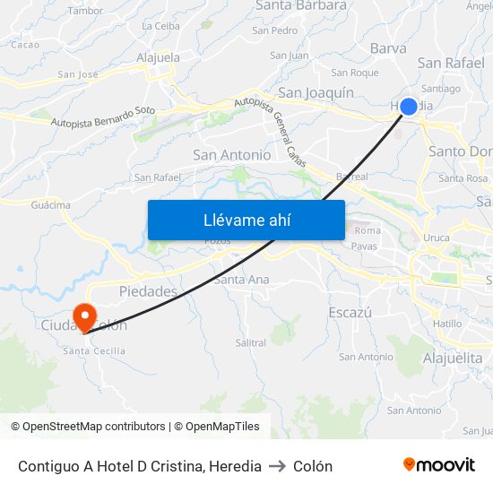Contiguo A Hotel D Cristina, Heredia to Colón map