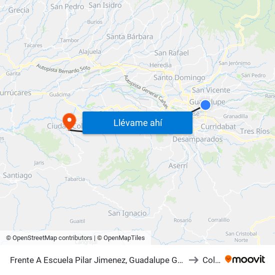 Frente A Escuela Pilar Jimenez, Guadalupe Goicoechea to Colón map