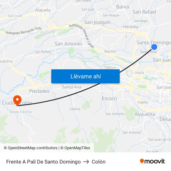 Frente A Palí De Santo Domingo to Colón map