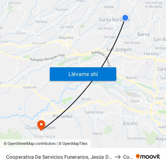 Cooperativa De Servicios Funerarios, Jesús De Santa Bárbara to Colón map