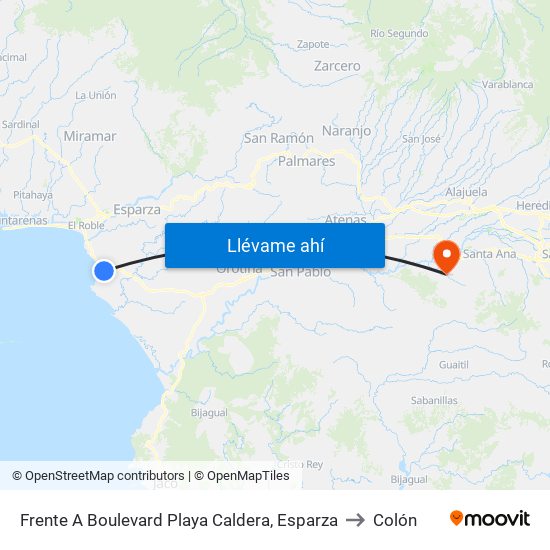 Frente A Boulevard Playa Caldera, Esparza to Colón map