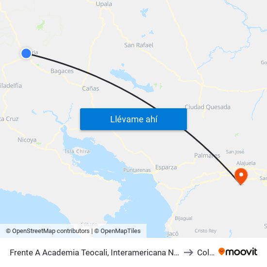 Frente A Academia Teocali, Interamericana Norte Liberia to Colón map