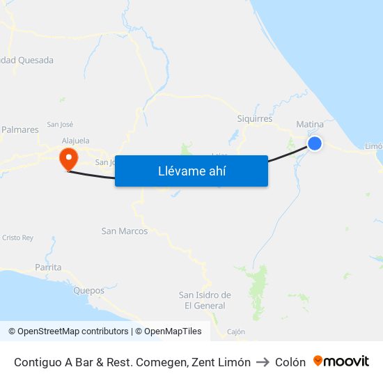 Contiguo A Bar & Rest. Comegen, Zent Limón to Colón map