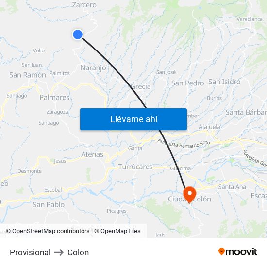 Provisional to Colón map