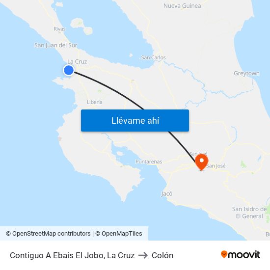 Contiguo A Ebais El Jobo, La Cruz to Colón map