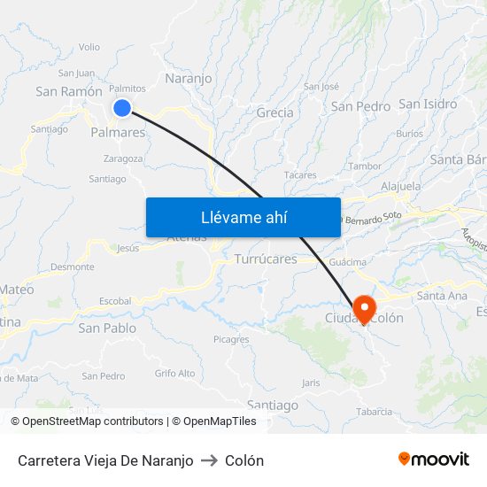Carretera Vieja De Naranjo to Colón map