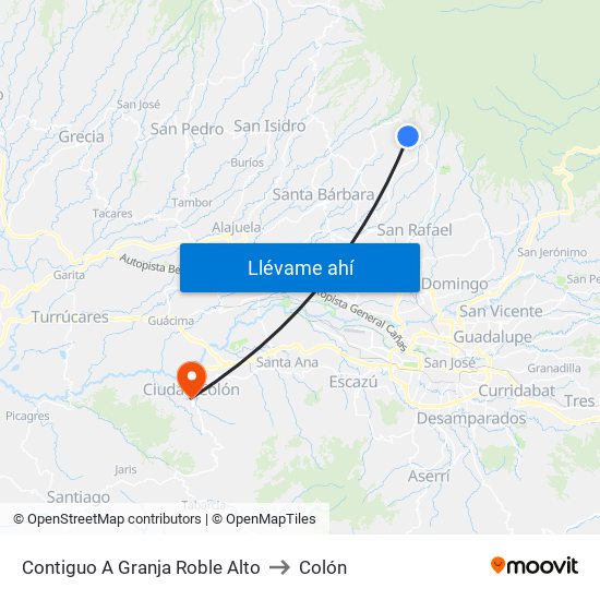 Contiguo A Granja Roble Alto to Colón map