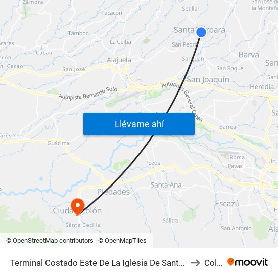 Terminal Costado Este De La Iglesia De Santa Barbara to Colón map