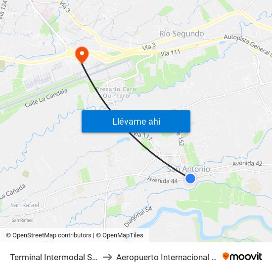 Terminal Intermodal San Antonio De Belén to Aeropuerto Internacional Juan Santamaría (SJO) map