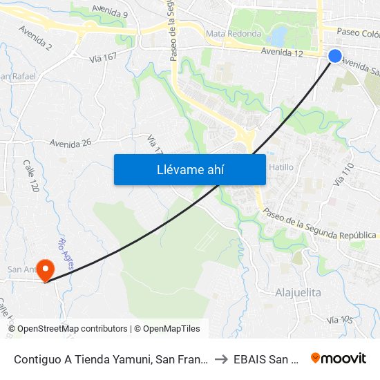 Contiguo A Tienda Yamuni, San Francisco San José to EBAIS San Antonio map