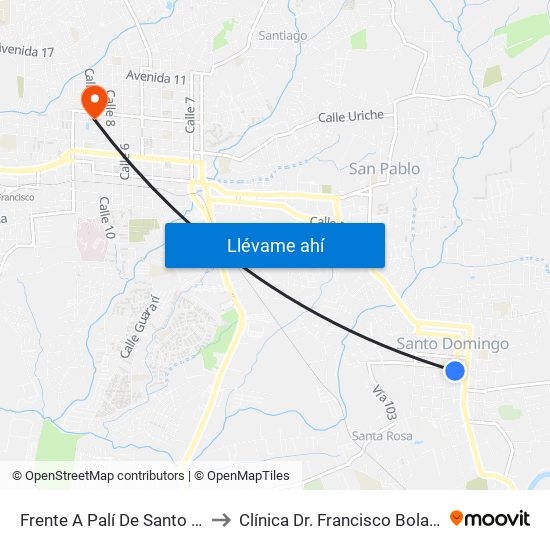 Frente A Palí De Santo Domingo to Clínica Dr. Francisco Bolaños Araya map