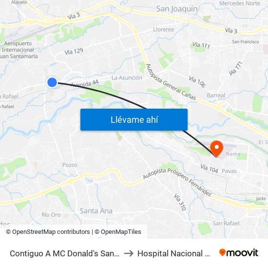 Contiguo A MC Donald's San Antonio, Belén to Hospital Nacional Psiquiátrico map