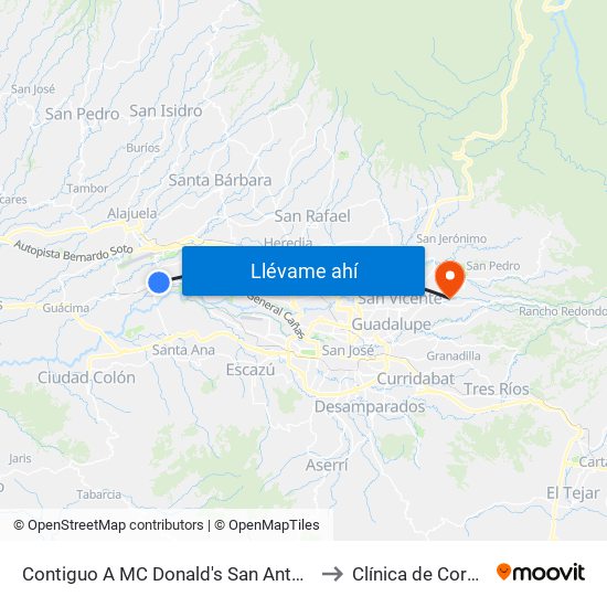 Contiguo A MC Donald's San Antonio, Belén to Clínica de Coronado map