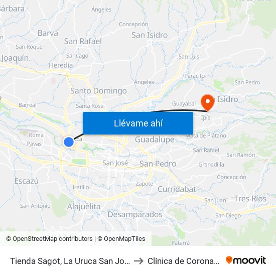 Tienda Sagot, La Uruca San José to Clínica de Coronado map