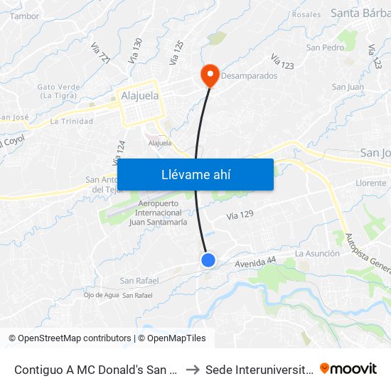 Contiguo A MC Donald's San Antonio, Belén to Sede Interuniversitaria - Siua map