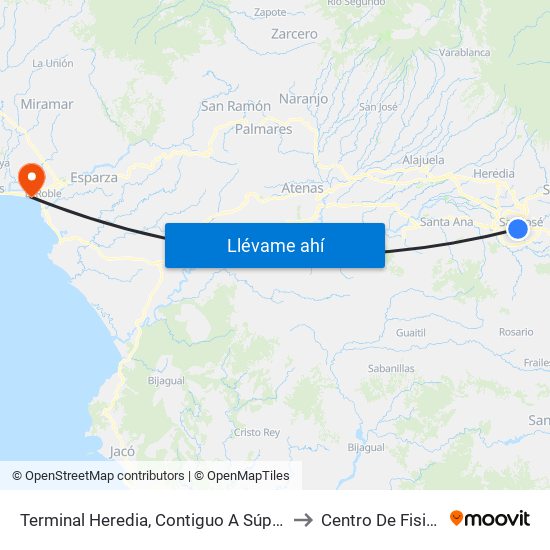 Terminal Heredia, Contiguo A Súper Fácil to Centro De Fisiatría map