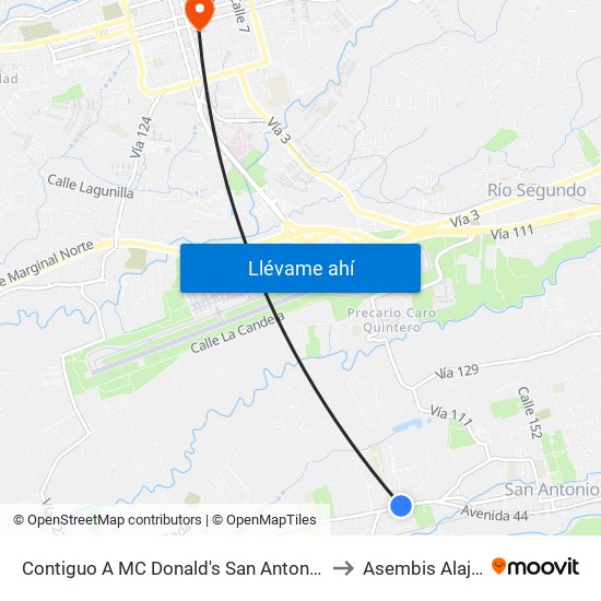 Contiguo A MC Donald's San Antonio, Belén to Asembis Alajuela map