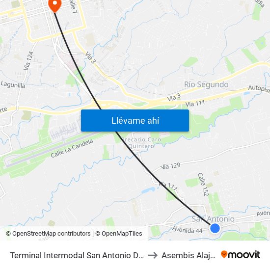 Terminal Intermodal San Antonio De Belén to Asembis Alajuela map