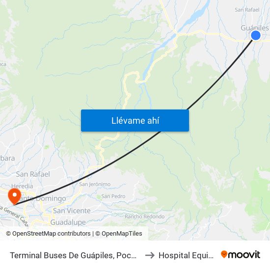 Terminal Buses De Guápiles, Pococí to Hospital Equino map