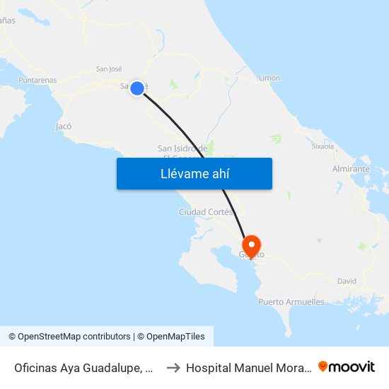 Oficinas Aya Guadalupe, Goicoechea to Hospital Manuel Mora Valverde map