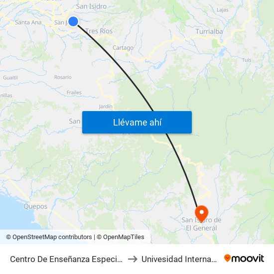 Centro De Enseñanza Especial Rogelio Centeno Güel, Goicoechea to Univesidad Internacional San Isidro Labrador map