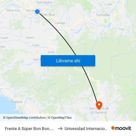 Frente A Súper Bon Bon, San Pedro Montes De Oca to Univesidad Internacional San Isidro Labrador map