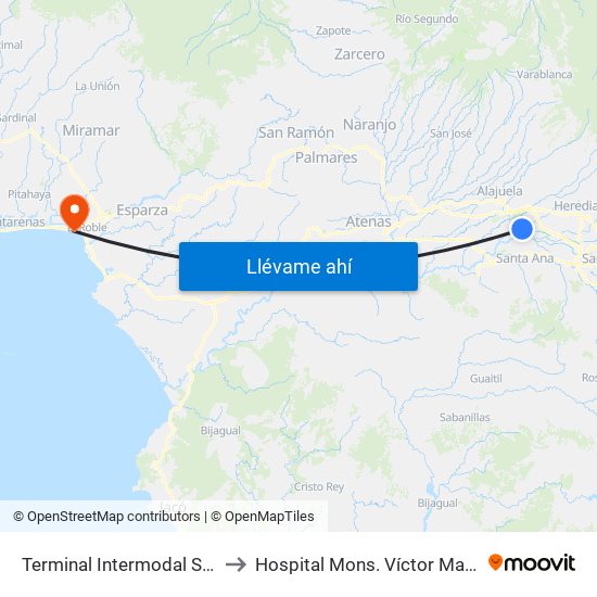 Terminal Intermodal San Antonio De Belén to Hospital Mons. Víctor Manuel Sanabria Martínez map