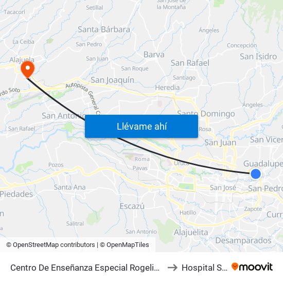 Centro De Enseñanza Especial Rogelio Centeno Güel, Goicoechea to Hospital San Rafael map