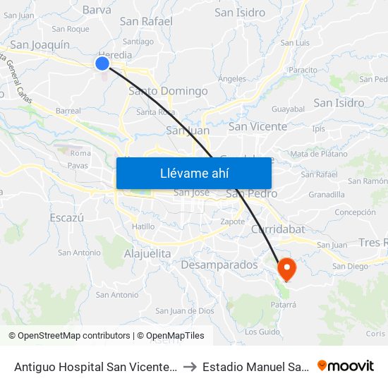 Antiguo Hospital San Vicente De Paul to Estadio Manuel Sanabria map